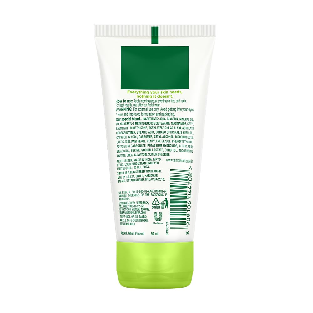 Simple Hydrating Light Moisturiser for Face | Lightweight Daily Face Moisturizer (125ml) - Image 2