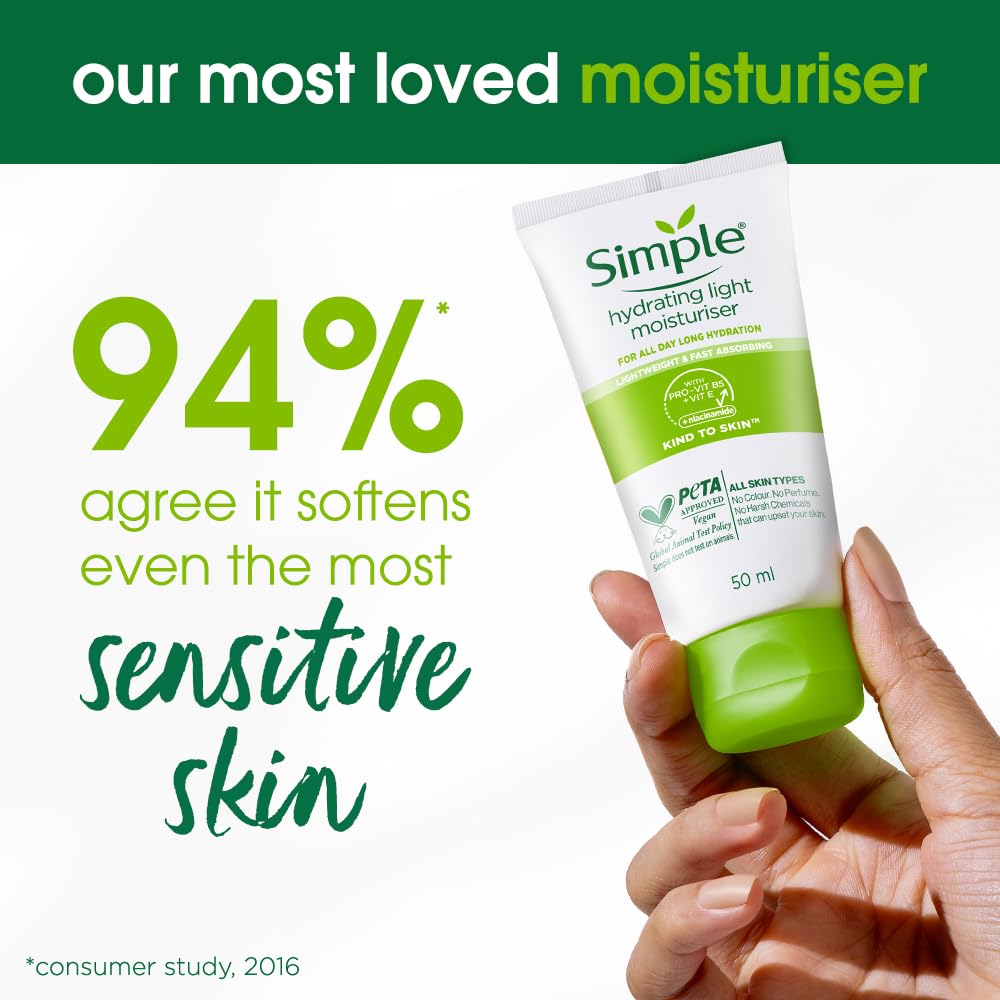 Simple Hydrating Light Moisturiser for Face | Lightweight Daily Face Moisturizer (125ml) - Image 8