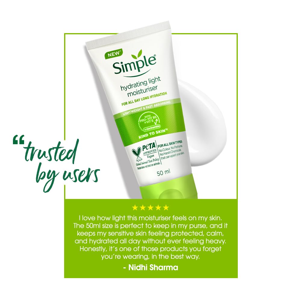 Simple Hydrating Light Moisturiser for Face | Lightweight Daily Face Moisturizer (125ml) - Image 3