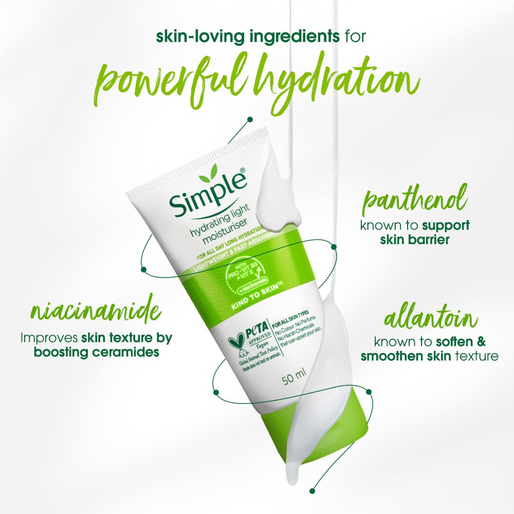 Simple Hydrating Light Moisturiser for Face | Lightweight Daily Face Moisturizer (125ml) - Image 9
