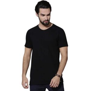 Men’s Solid Black T-Shirt – Soft Cotton Half Sleeve Casual Wear