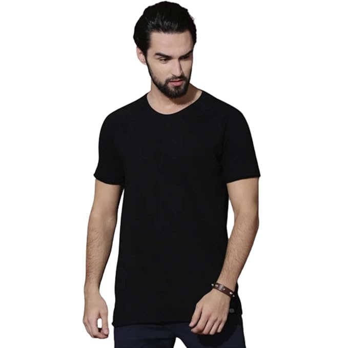 Men's Solid Black T-Shirt – Soft Cotton Half Sleeve Casual Wear